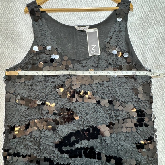 NWT Dazzling Black Sequin Tank Top, Z-One Zabaione Women's Size XL (EU 48/50) - Picture 7 of 8